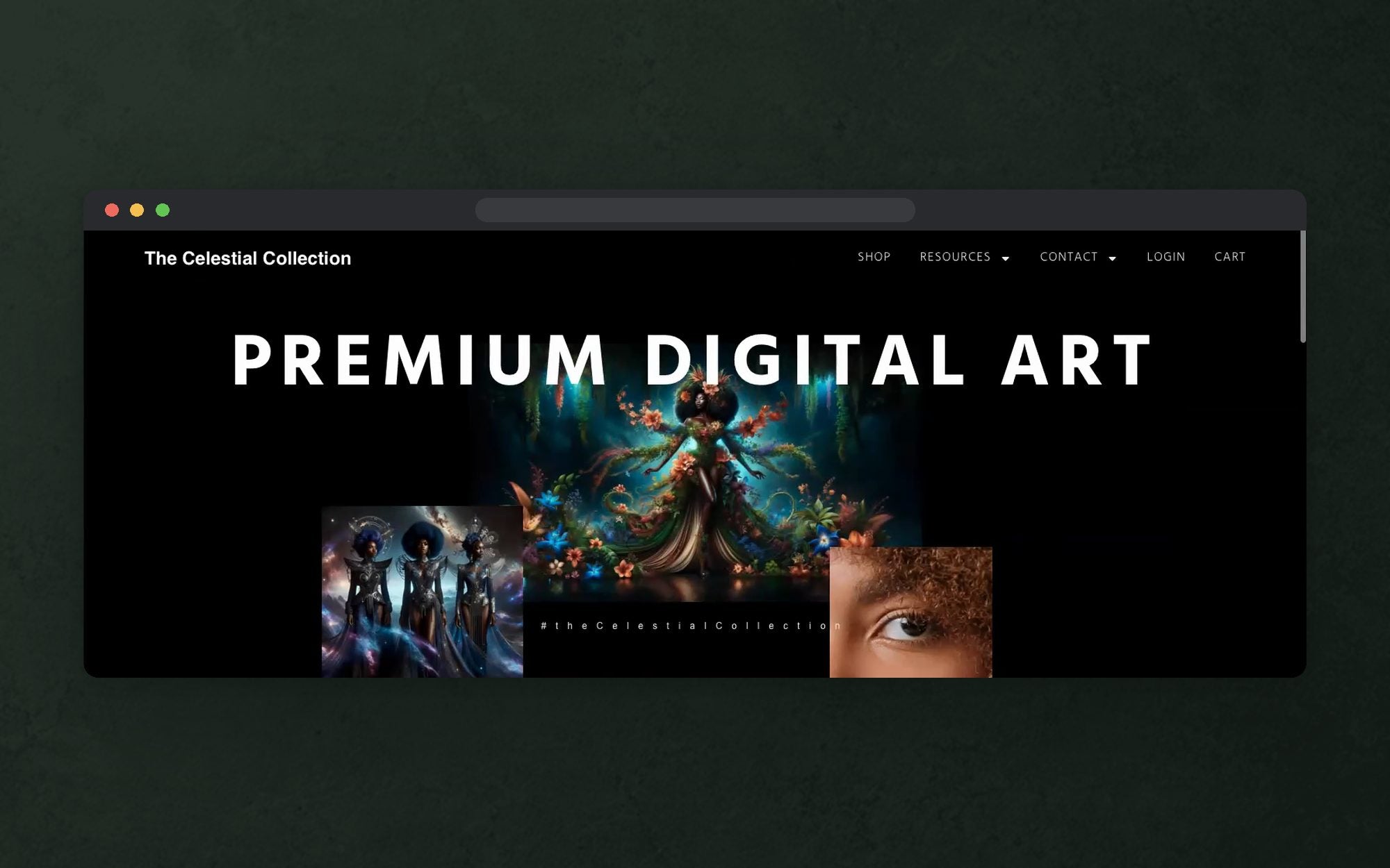 The homepage header and portrait collage in a browser window
