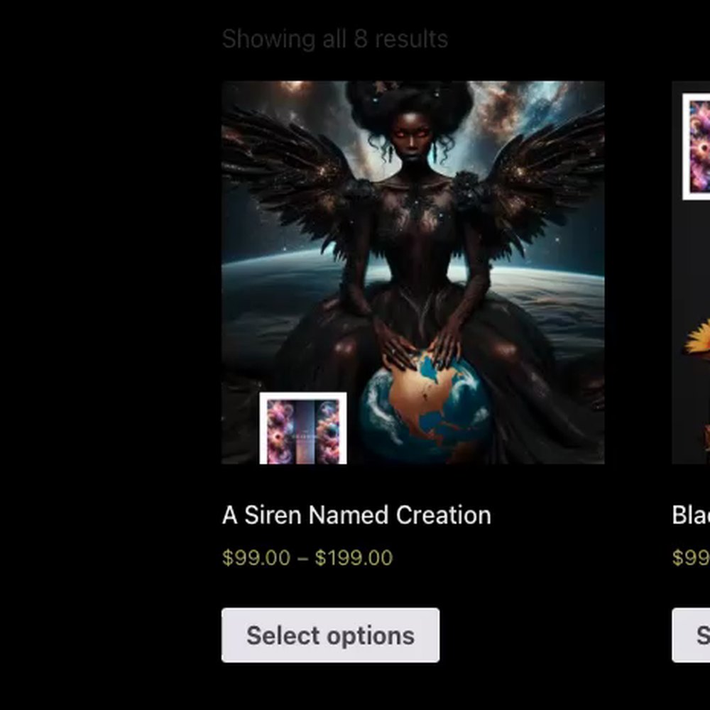 A product card: image, name, price range and one grey button.