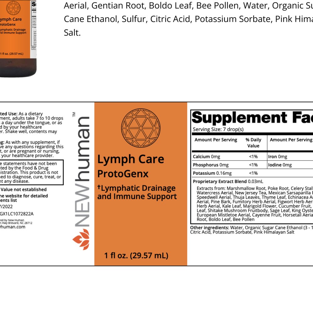 Each entry shows the bottle, the ingredient list and the flat label at one size.
