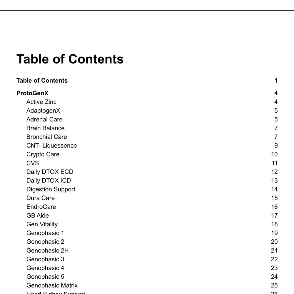 The contents list is one column of names and page numbers, nothing else.
