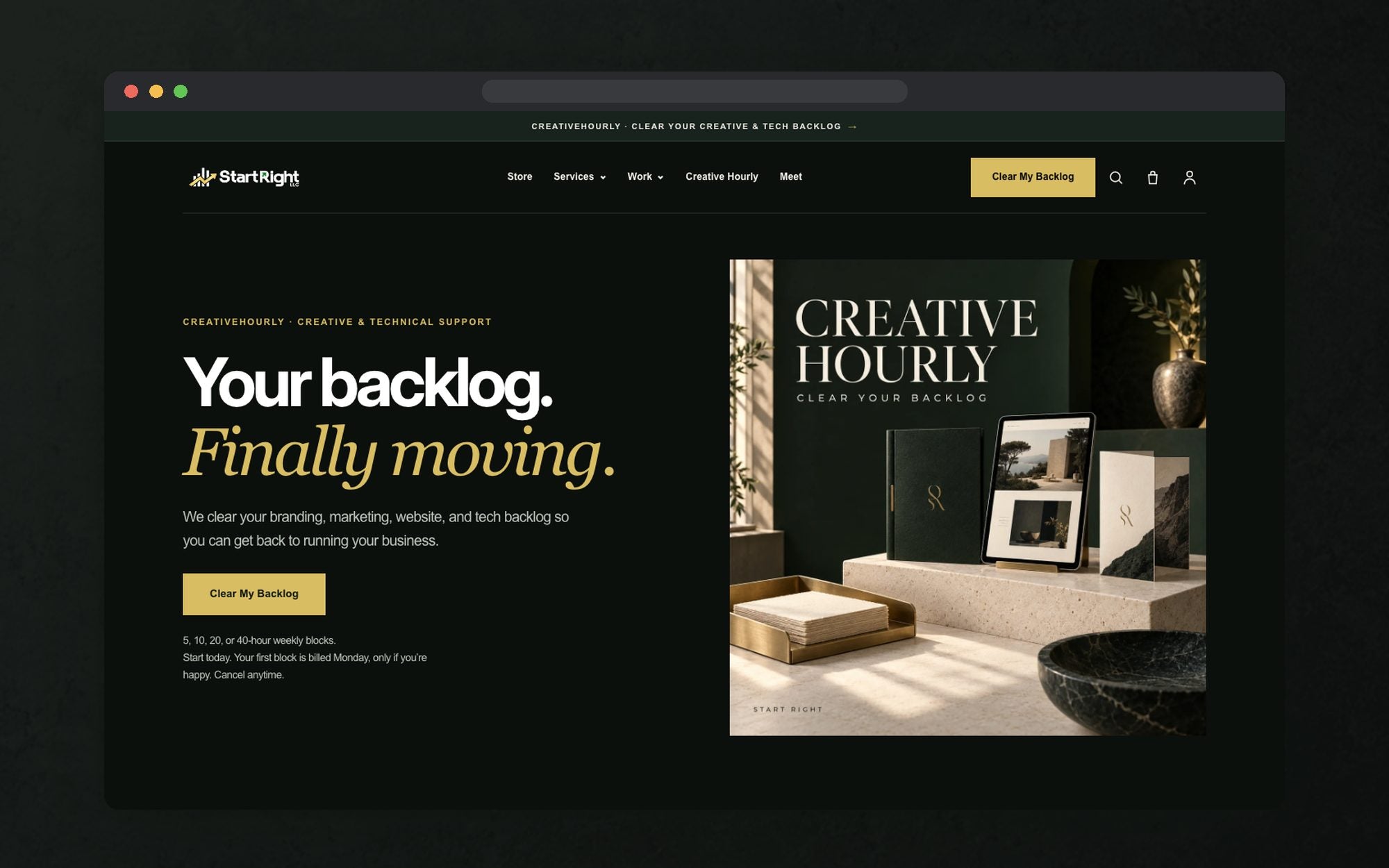 The top of the Start Right homepage in a browser window
