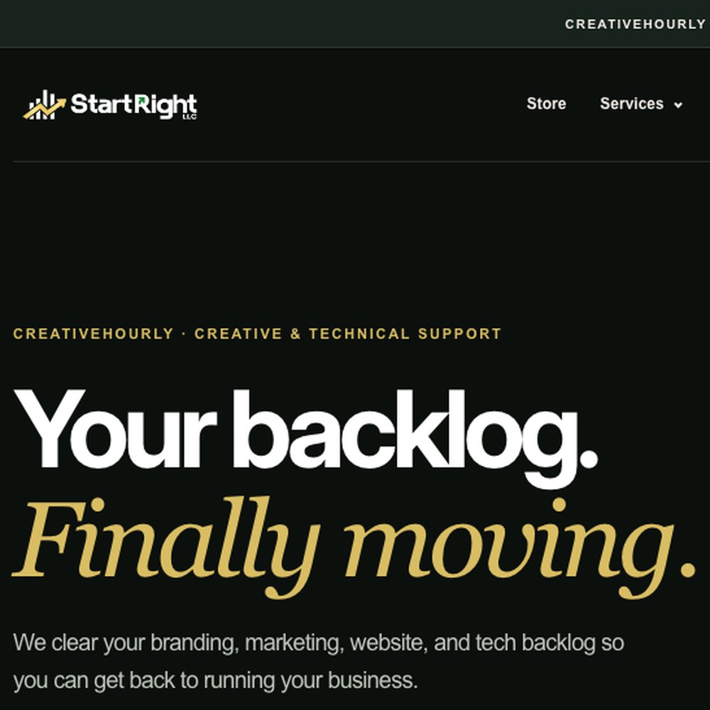 Two lines, one white and one gold italic, carry the whole offer.