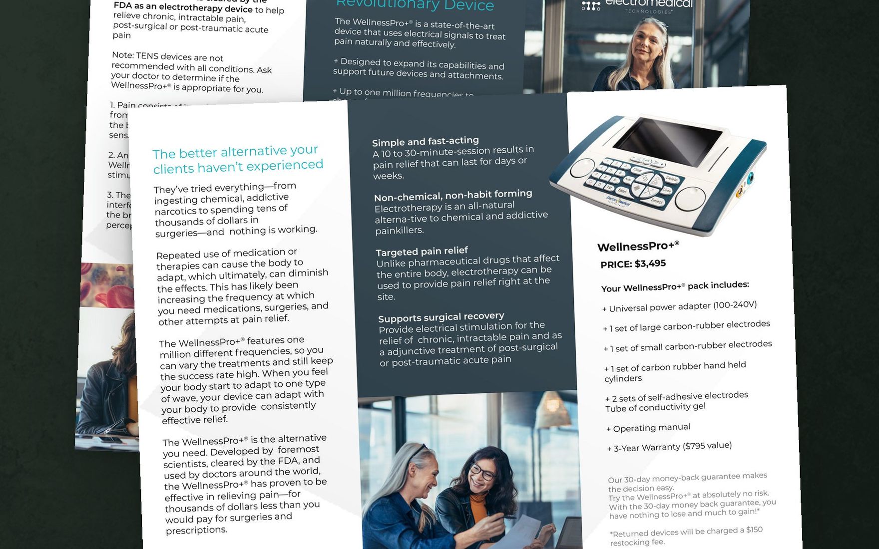 Both faces of the distributor brochure